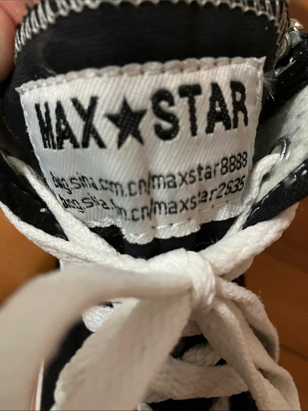 MAX STAR Black Platform High-Top Canvas Sneakers with Red Stripe - Picture 2 of 8